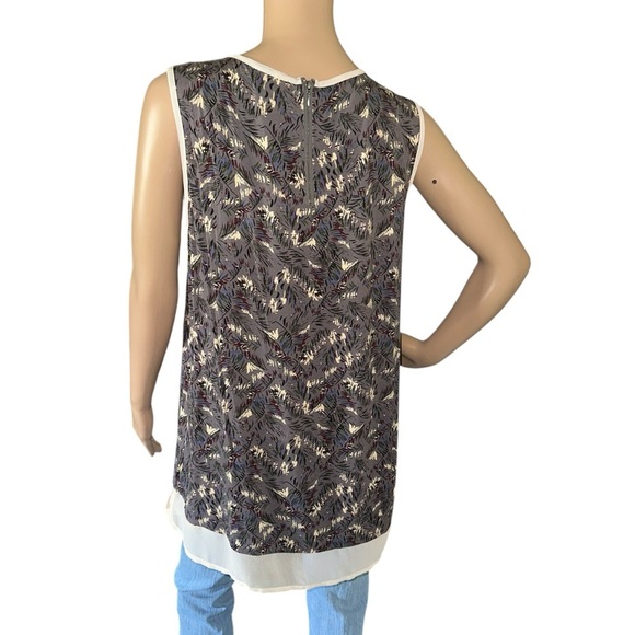 Lee Feather Print Sleeveless Blouse with Back Zip Size Large - Picture 5 of 8